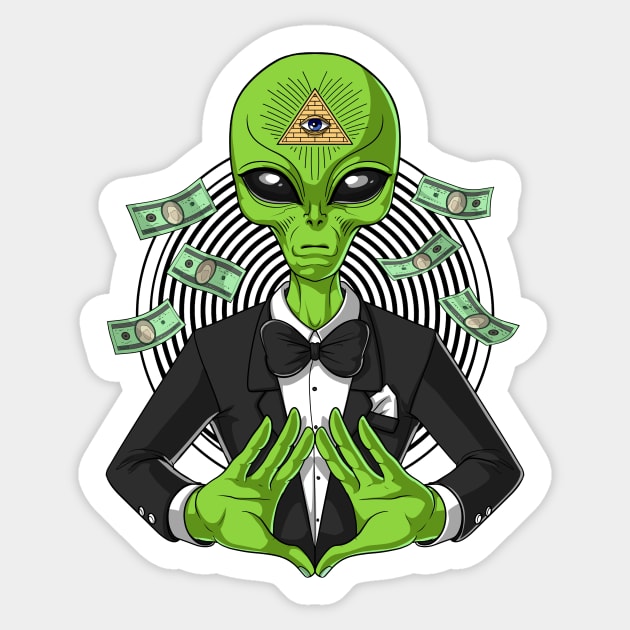 Illuminati Space Alien Sticker by underheaven
